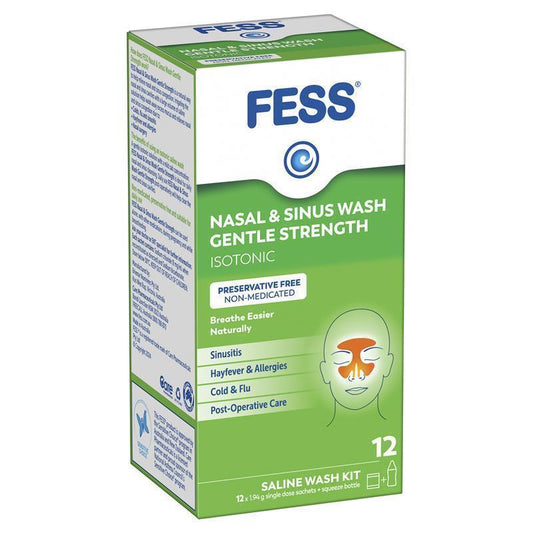 Fess Nasal & Sinus Wash Kit 12 Sachets - Gentle Nasal Care Solution