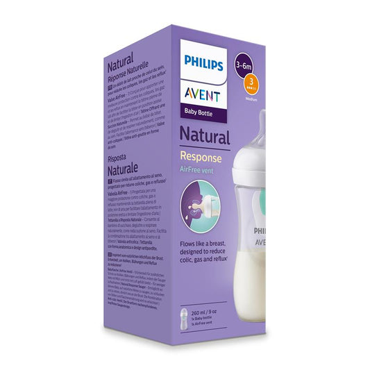 Avent Natural Response Feeding Bottle with AirFree Vent 260ml – view 2 - Auzzistore