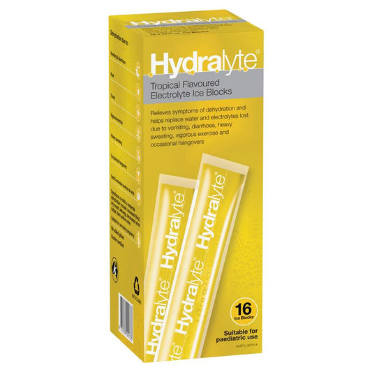 Hydralyte Electrolyte Ice Blocks - Tropical Flavor (16 x 62.5mL) - Auzzi Store