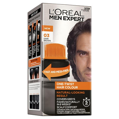 L'Oreal Paris Men Expert One Twist Hair Colour 03 Dark Brown - Quick & Easy Grey Coverage