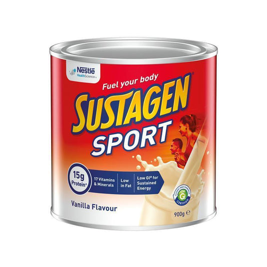 Sustagen Sport Vanilla Protein Powder 900g – 15g Protein, Low GI - Auzzistore