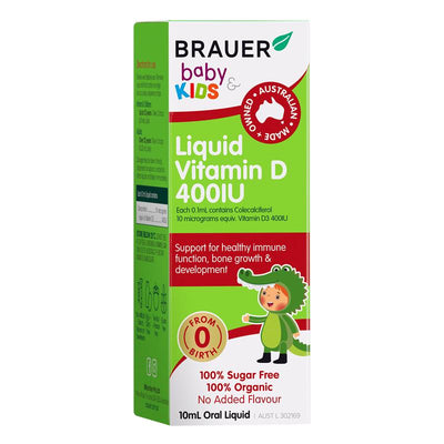 Brauer Kids Liquid Vitamin D 400IU 10ml - Essential for Bone Health