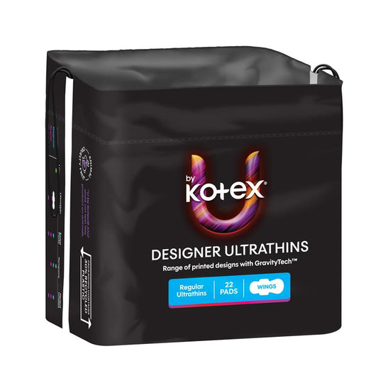 U by Kotex Designer Series Ultrathin Wings Pads, Regular, 22 Pads - Auzzistore