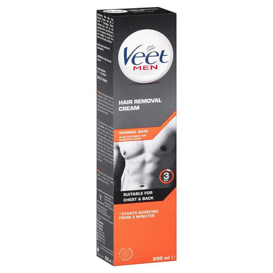 Veet For Men Hair Removal Cream for Normal Skin 200ml - Effortless Hair Removal