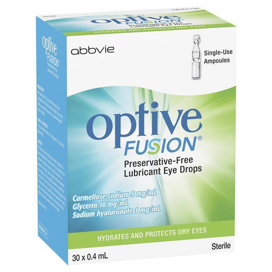 Optive Fusion Eye Drops 30 X 0.4mL - Convenient Eye Relief-Auzzi Store