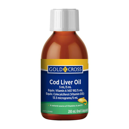 Gold Cross Cod Liver Oil 200ml - Vitamin A & D Supplement – view 2