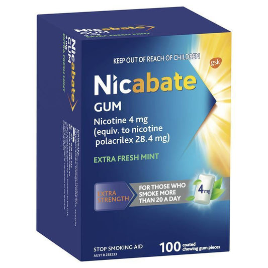 Nicabate Gum 4mg Extra Fresh 100 Pieces - Effective Smoking Cessation Aid - Auzzi Store