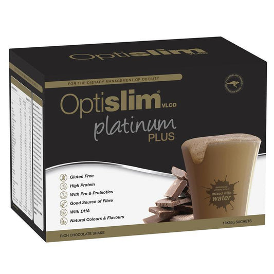 Optislim VLCD Platinum PLUS Chocolate 18x53g - Premium Meal Replacement for Weight Loss - Auzzi Store