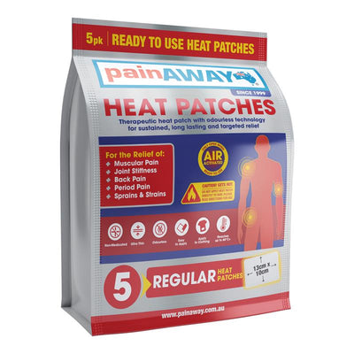 Pain Away Heat Patches Regular 5 Pack - Effective Relief for Muscle and Joint Pain