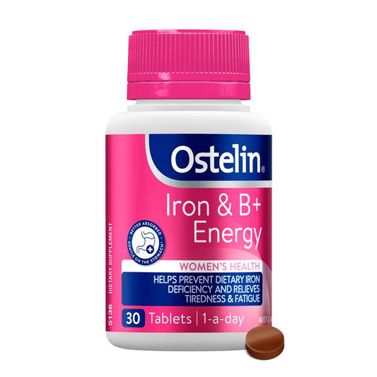 Ostelin Iron & B+ Energy - 30 Tablets for Enhanced Vitality
