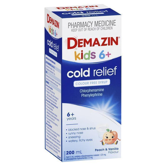 Demazin Kids 6+ Cold Relief Colour Free Syrup - 200ml-Auzzi Store