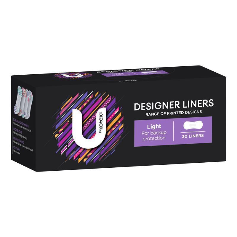 U by Kotex Designer Protect Liners – 30 Liners, Breathable & Absorbent