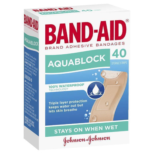 Band-Aid Aquablock Sterile Strips 40 Pack - Waterproof Protection-Auzzi Store