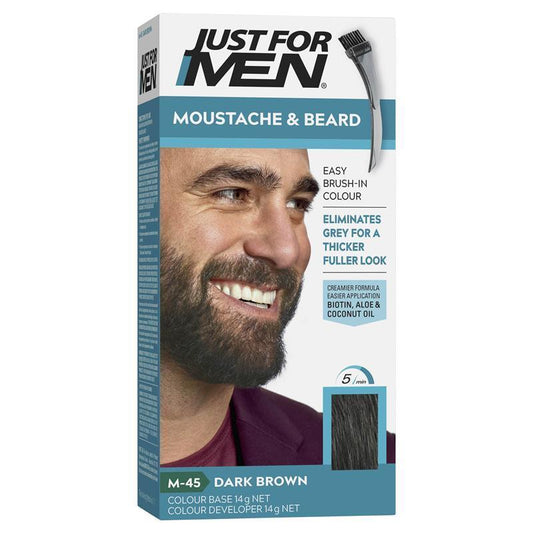 Just for Men Moustache & Beard Colour M-45 Dark Brown 28g - Easy Grey Coverage-Auzzi Store
