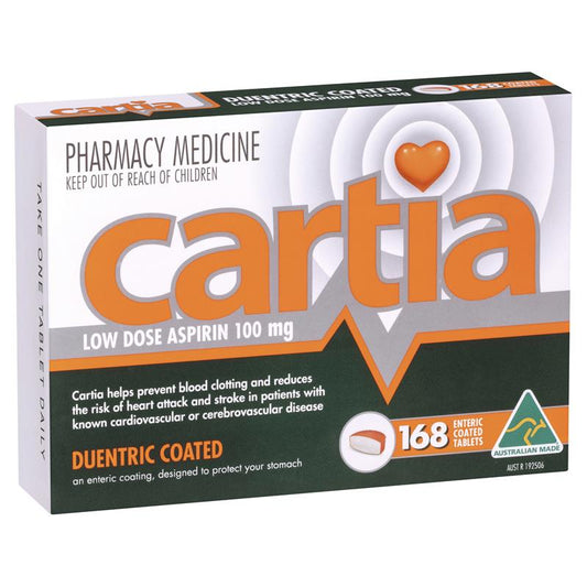 Cartia 100mg Tablets - 168 Count Low Dose Aspirin for Heart Health - Auzzistore