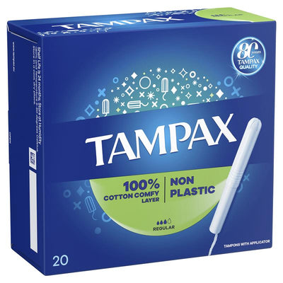 Tampax Regular Applicator Tampons, 20 Count, Medium Flow