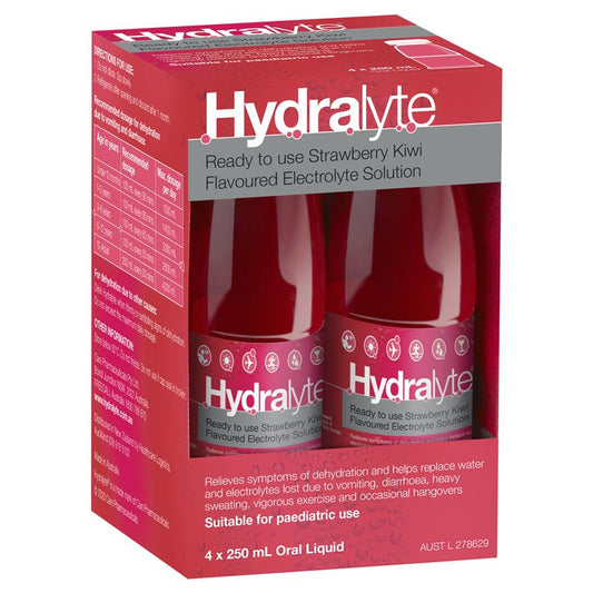 Hydralyte Electrolyte Strawberry and Kiwi 4x250ml Solution - Rehydrate and Revitalize-Auzzi Store