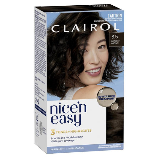 Clairol Nice N Easy 3.5 Darkest Brown Permanent Hair Colour 173g - Auzzistore