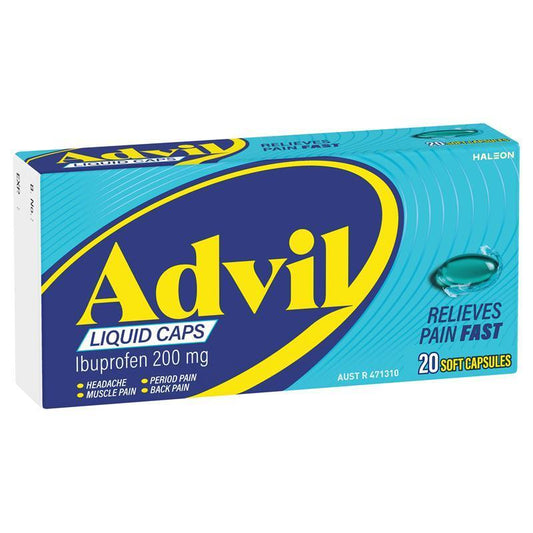 Advil Ibuprofen Pain Relief - 20 Liquid Capsules (200mg) - Auzzistore