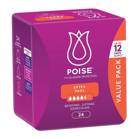 Poise Pads Extra 24 Bulk Pack - Discreet Bladder Leakage Protection - Auzzi Store