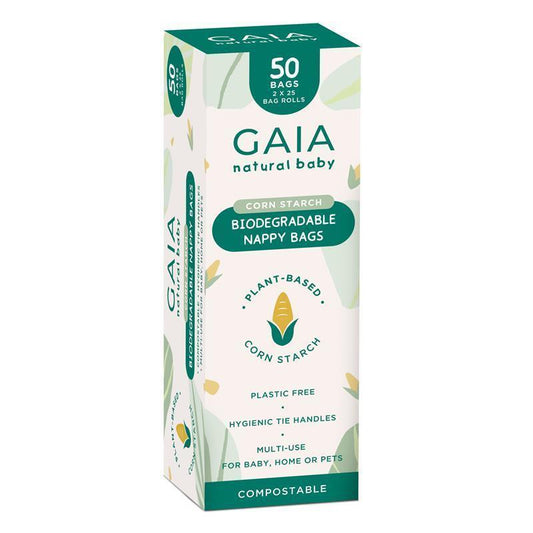 Gaia Natural Baby Biodegradable Nappy Bags 50 Pack - Eco-Friendly & Compostable