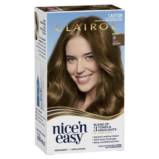 Clairol Nice N Easy 6 Light Brown Permanent Hair Colour - 173g