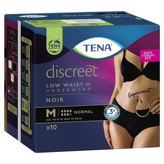 TENA Discreet Women's Incontinence Underwear Black Medium 10 Pants - Auzzistore