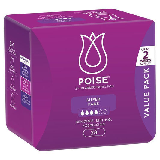 Poise Super Pads - 28 Bulk Pack for Bladder Leakage-Auzzi Store