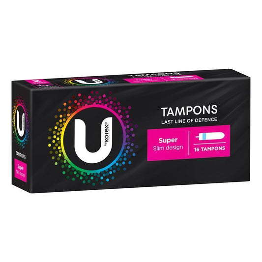 U by Kotex Super Slim Tampons 16-tempons, 14g Absorbency for Heavy Flow