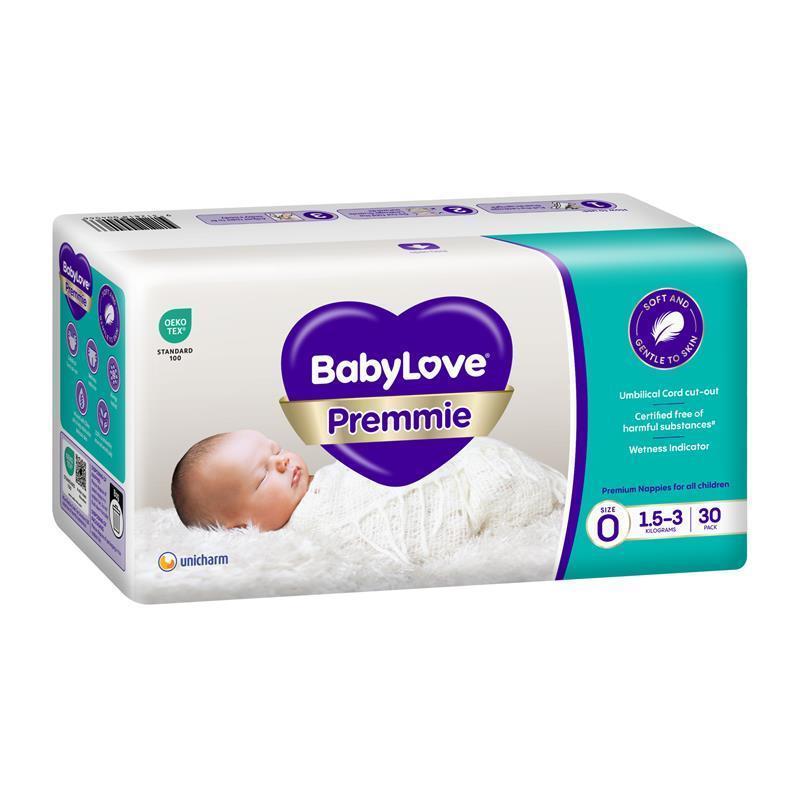Babylove Premmie Nappies Size 0 (1.5-3kg) 30 Pack-Auzzi Store