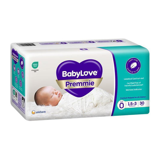 Babylove Premmie Nappies Size 0 (1.5-3kg) 30 Pack-Auzzi Store
