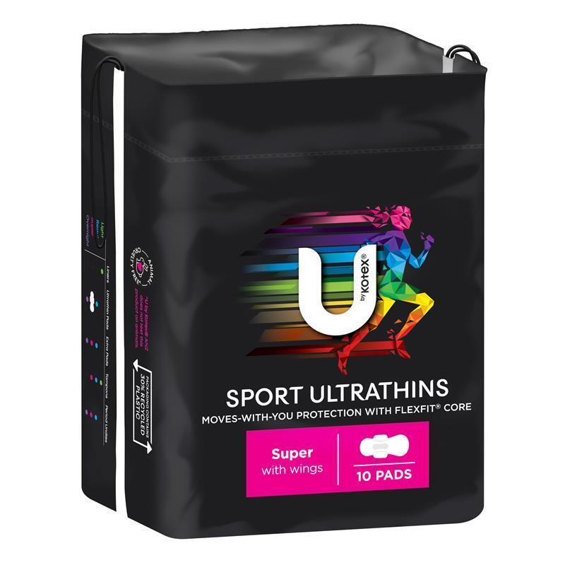 U by Kotex Sport Ultrathin Super Absorbent Pads, 10 Pads