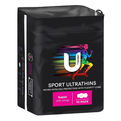 U by Kotex Sport Ultrathin Super Absorbent Pads, 10 Pads