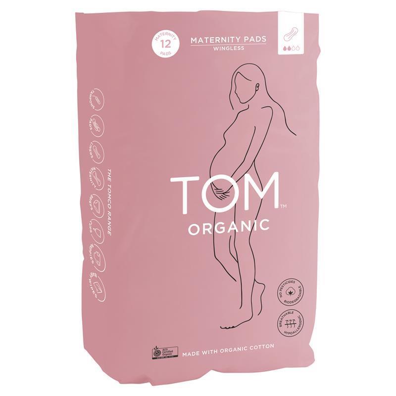 TOM Organic Postnatal Pads 12 Pads– Wingless, Cotton, Fragrance-Free