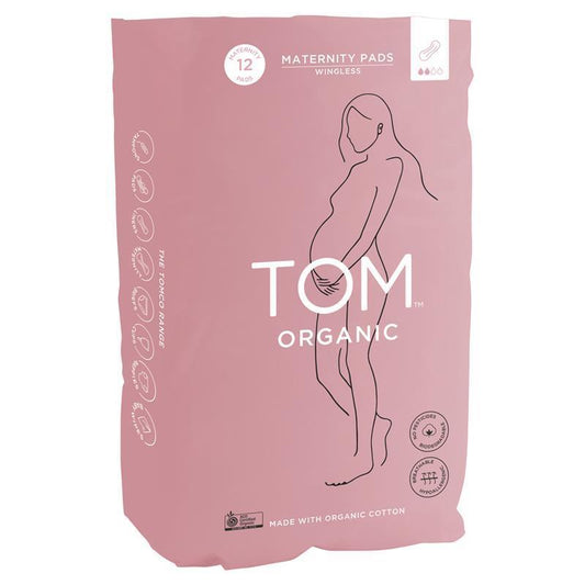 TOM Organic Postnatal Pads 12 Pads– Wingless, Cotton, Fragrance-Free