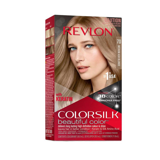 Revlon ColorSilk 70 Medium Ash Blonde - Ammonia-Free Hair Color - Auzzistore