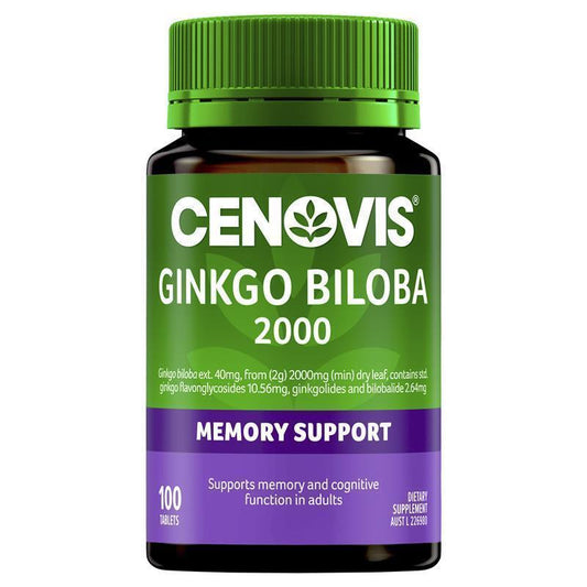 Cenovis Ginkgo Biloba 2000mg - 100 Tablets for Memory & Cognitive Support