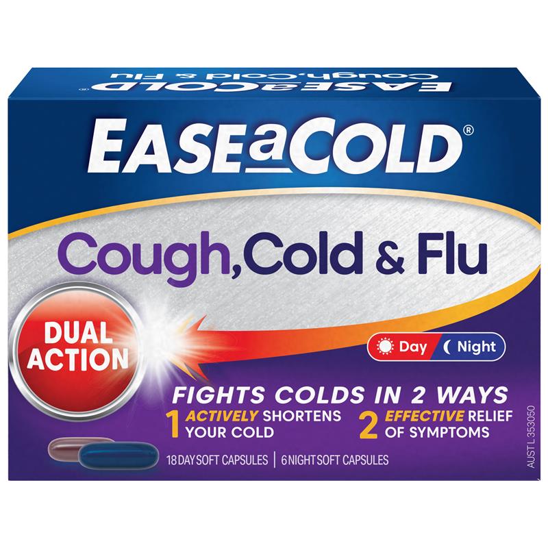 EASEaCOLD Cough, Cold & Flu Day & Night - 24 Capsules-Auzzi Store