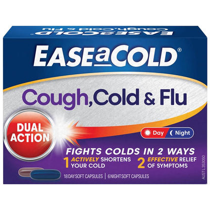 EASEaCOLD Cough, Cold & Flu Day & Night - 24 Capsules-Auzzi Store