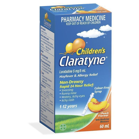 Children's Claratyne Allergy & Hayfever Relief Syrup - Peach Flavour 60mL-Auzzi Store