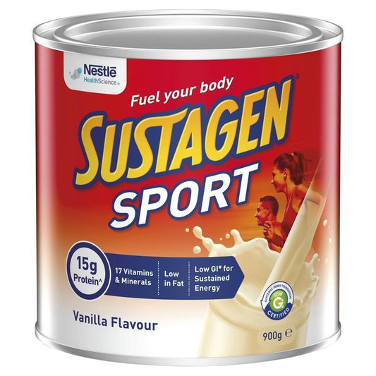 Sustagen Sport Vanilla Protein Powder 900g – 15g Protein, Low GI