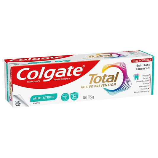 Colgate Total Active Prevention Mint Stripe Toothpaste 115g - Comprehensive Oral Care - Auzzi Store
