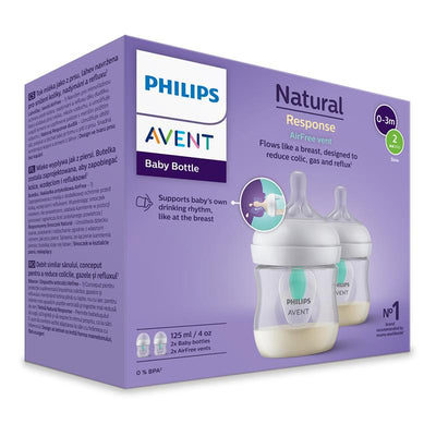Avent Natural Response Feeding Bottles with AirFree Vent 125ml - 2 Pack