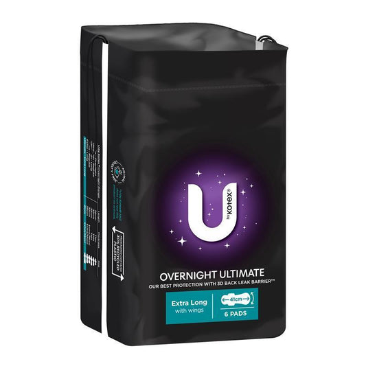 U by Kotex Overnight Extra Ultimate 41cm Wing Pads - 6Pads
