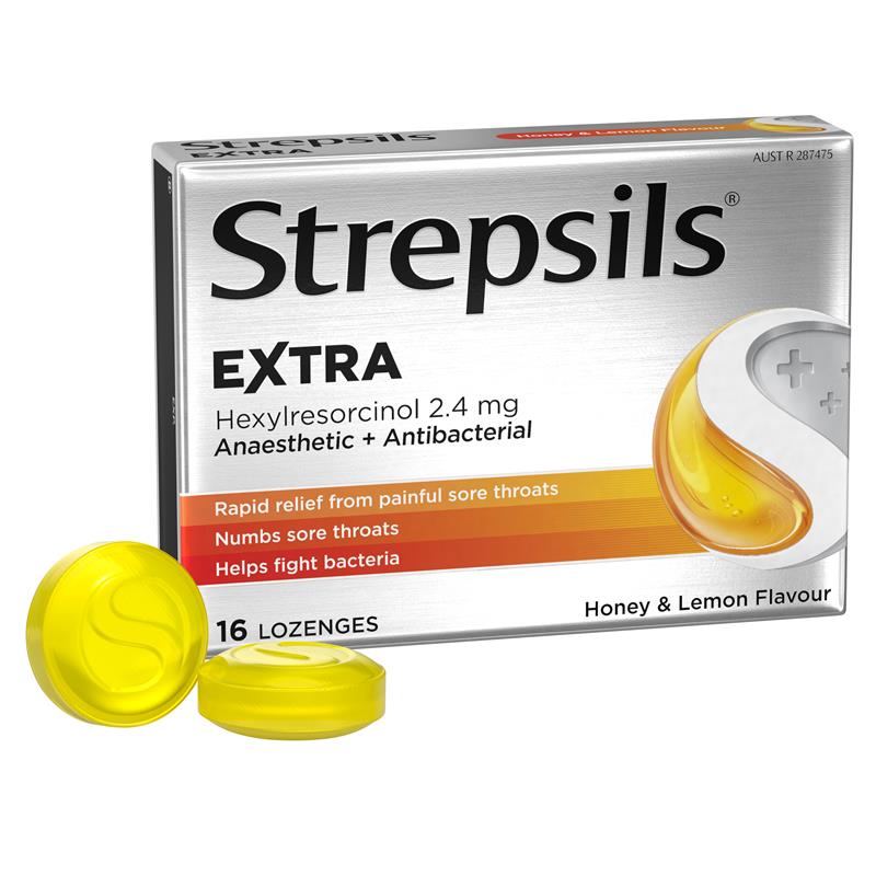 Strepsils Extra Honey Lemon Lozenges - 16 Pack for Sore Throat Relief - Auzzi Store
