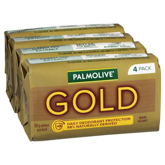 Palmolive Gold Bar Soap 90g - 4 Pack - Daily Deodorant Protection-Auzzi Store