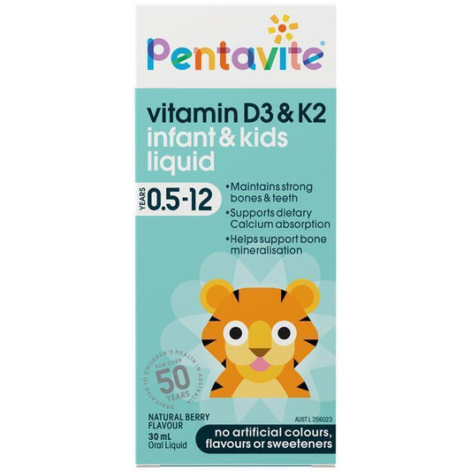 Pentavite Vitamin D3 & K2 Kids Liquid 30ml - Strong Bones & Teeth - Auzzi Store