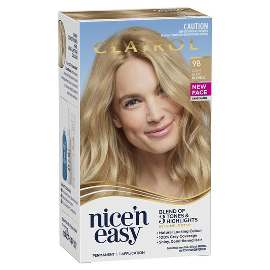 Clairol Nice N Easy 9B Light Beige Blonde Permanent Hair Colour - 173g
