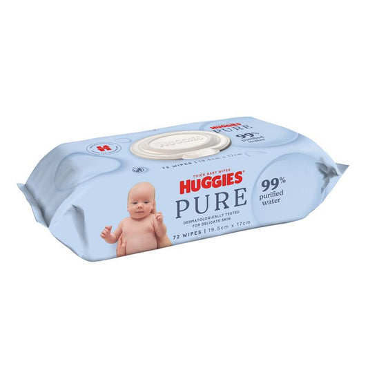 Huggies PURE 99% Water Baby Wipes - 72 Pack