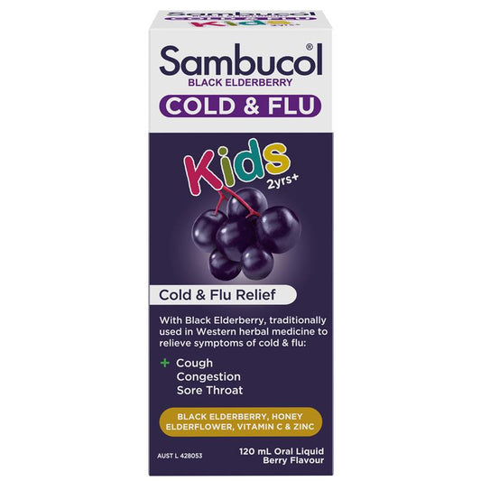 Sambucol Black Elderberry Cold & Flu Kids Liquid - 120mL-Auzzi Store
